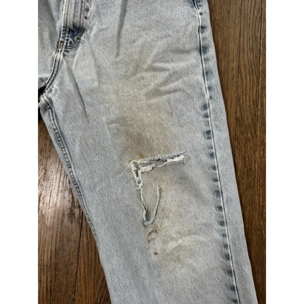Vintage Chaps Men's Jeans 38X34 Light Wash Straight Leg Distressed Thrashed